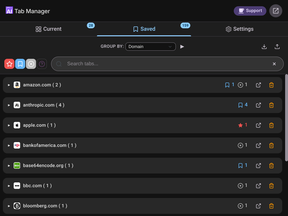 All Domains Collapsed - Dark Theme